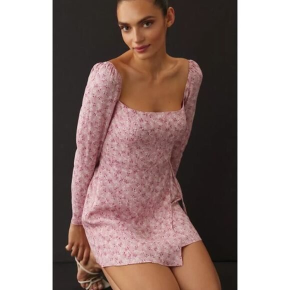 Reformation Rosalie Pink Floral Mini Dress Sz. 2 - Picture 2 of 9